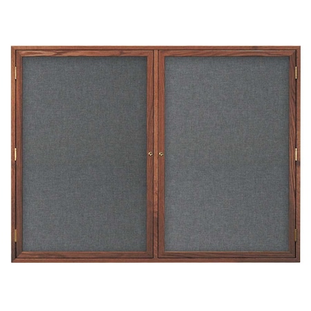 United Visual Products Double Door Indoor Enclosed Easy Tack Bo UV303EZ-GREY-GOLD